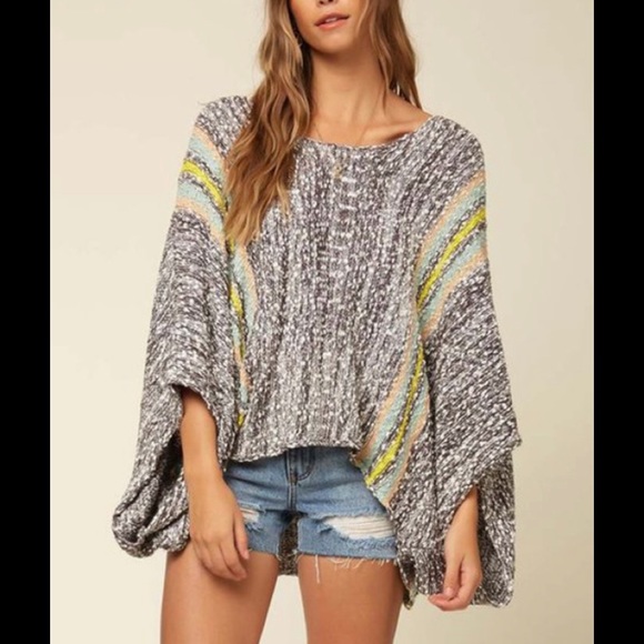 O'Neill Tops - O’Neill abstract stripe beachbum- cape-sleeve sweater top